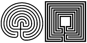 images of circular and square varieties of the classical labyrinth design